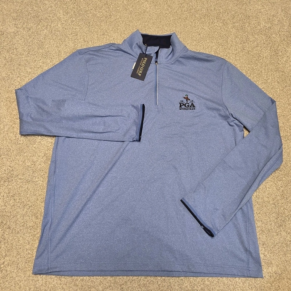 Polo Golf Ralph Lauren Blue 2019 PGA Bethpage Black Quarter Zip Pullover XL NWT